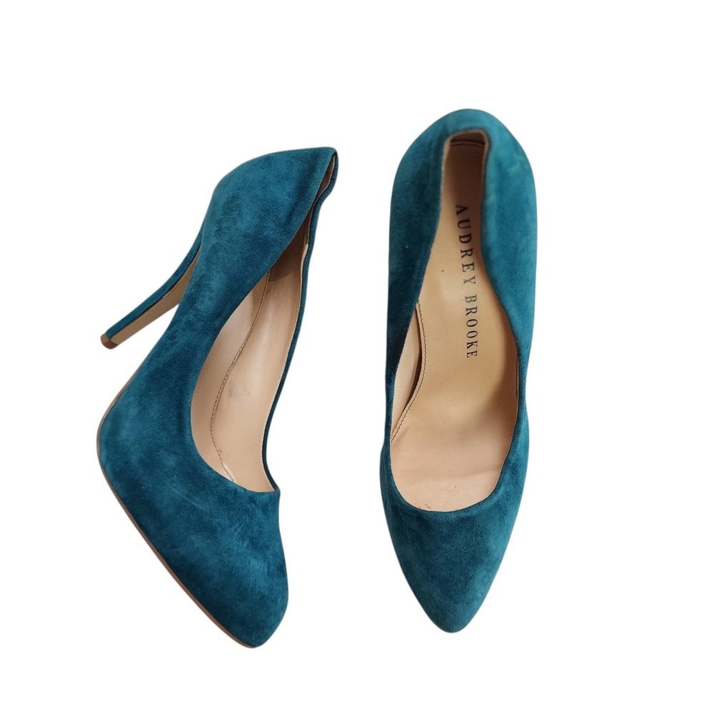 Audrey Brooke Teal Suede Pointed Toe Pumps Stiletto Heels Size 8M ABBRACELET